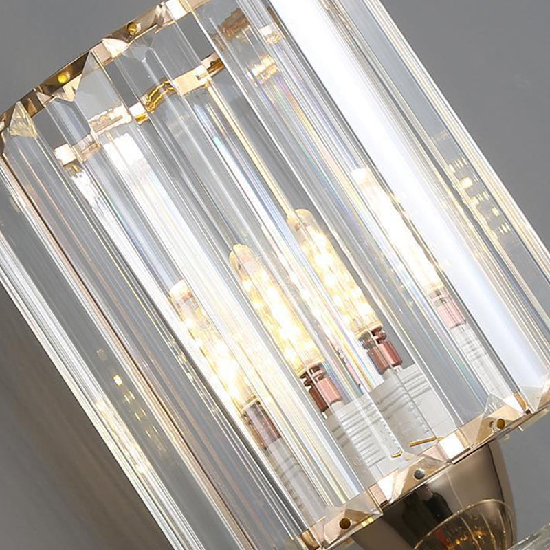 Luxury Cylinder Metal Crystal 1-Light Wall Sconce Lamp