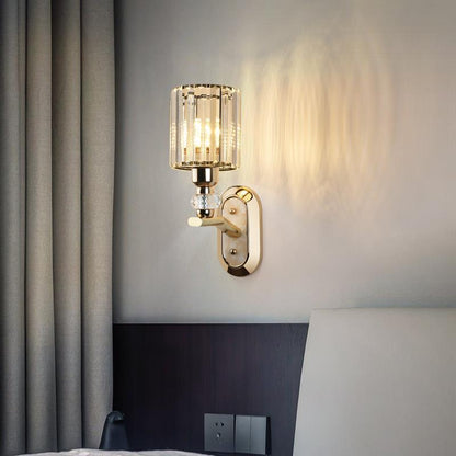 Luxury Cylinder Metal Crystal 1-Light Wall Sconce Lamp
