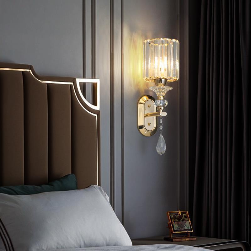 Luxury Cylinder Metal Crystal 1-Light Wall Sconce Lamp