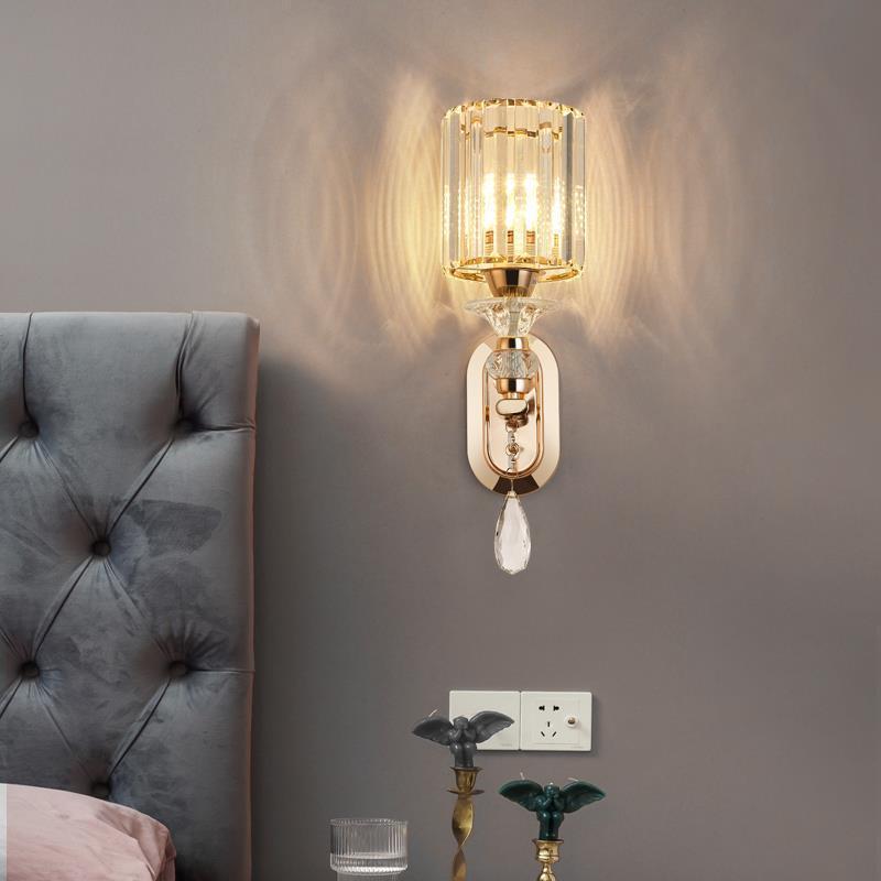 Luxury Cylinder Metal Crystal 1-Light Wall Sconce Lamp