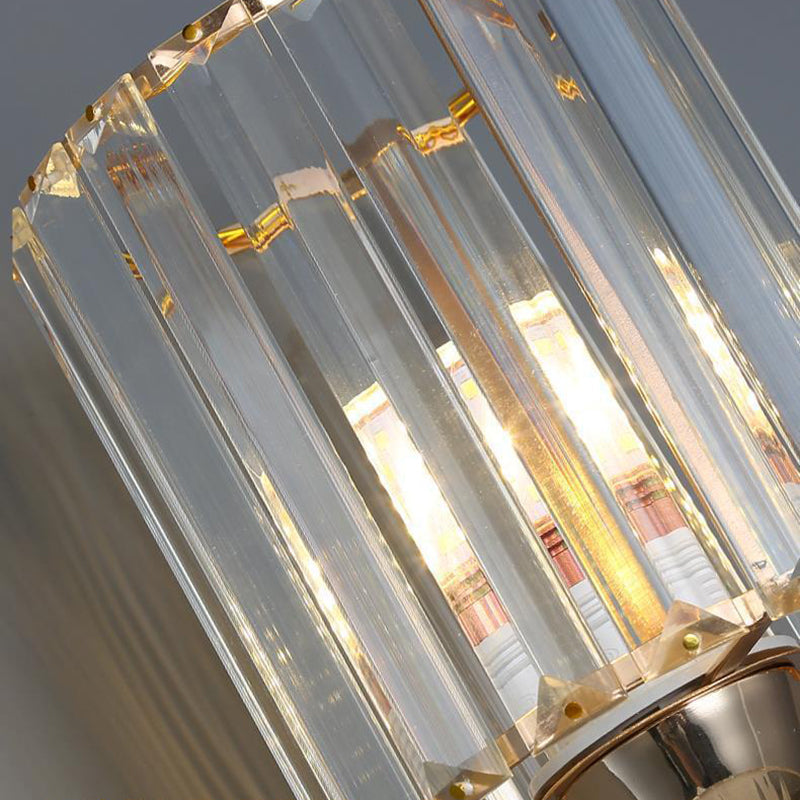 Luxury Cylinder Metal Crystal 1-Light Wall Sconce Lamp