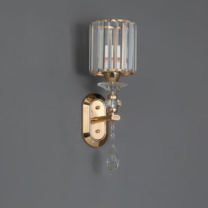 Luxury Cylinder Metal Crystal 1-Light Wall Sconce Lamp