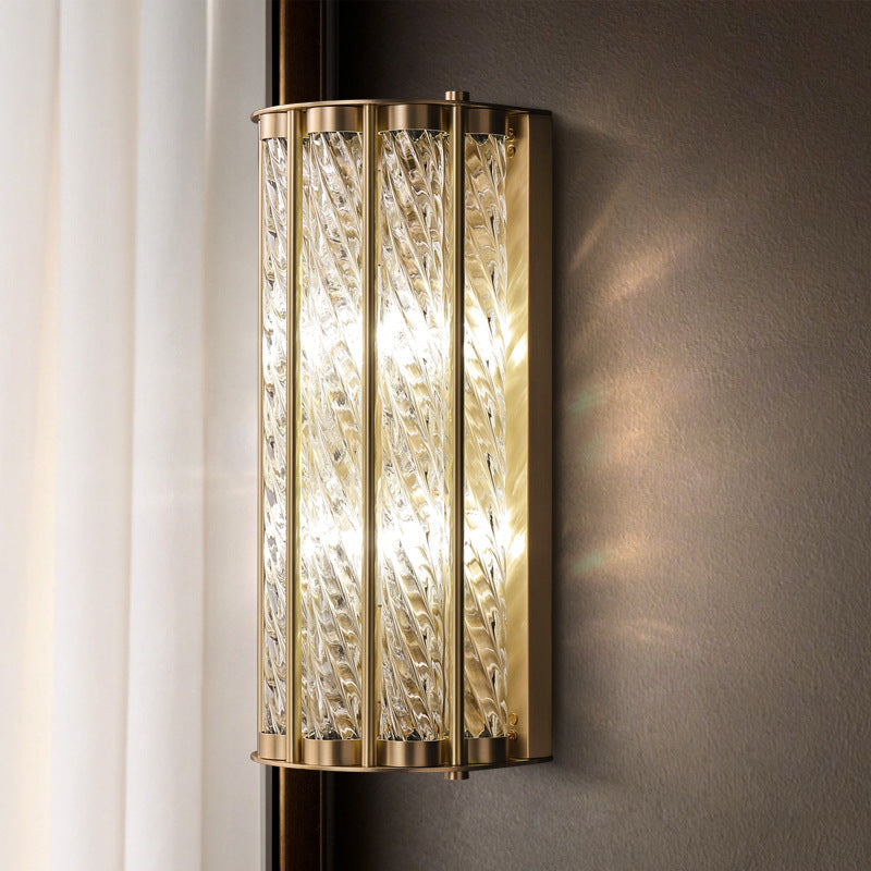 Luxury Cylinder Copper Glass 2/3 Light Wall Sconce Lamp