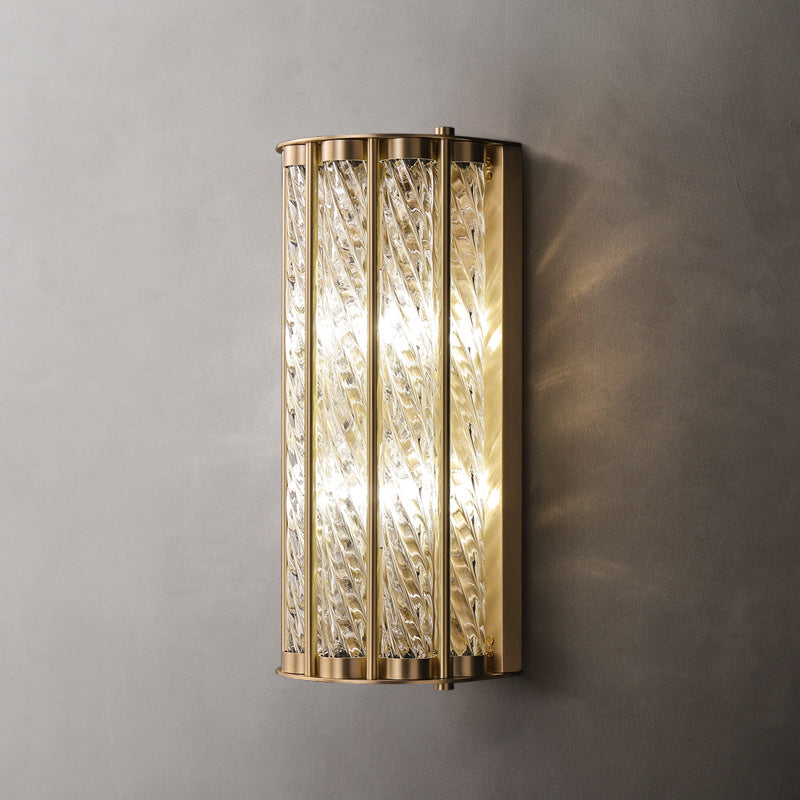 Luxury Cylinder Copper Glass 2/3 Light Wall Sconce Lamp