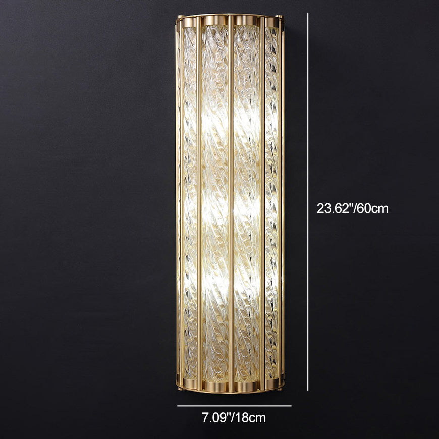 Luxury Cylinder Copper Glass 2/3 Light Wall Sconce Lamp