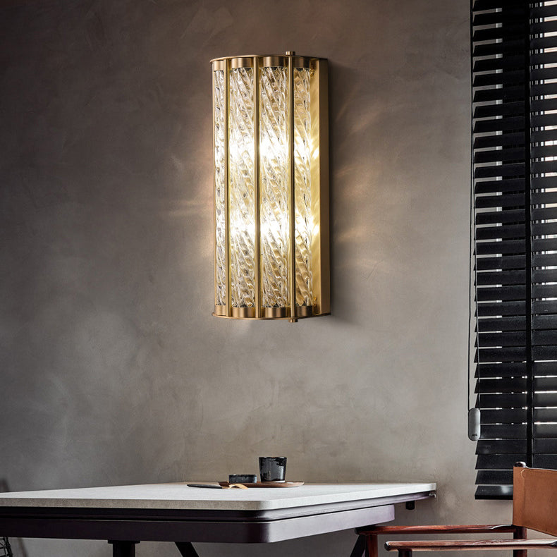 Luxury Cylinder Copper Glass 2/3 Light Wall Sconce Lamp