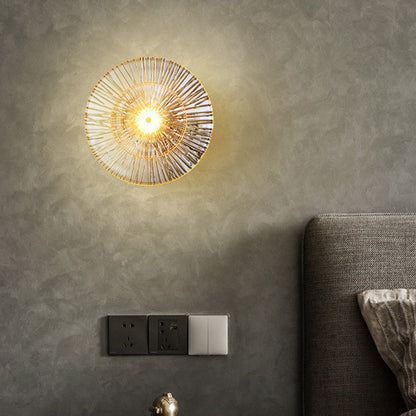 Shabby Round Copper Glass 1-Light Wall Sconce Lamp
