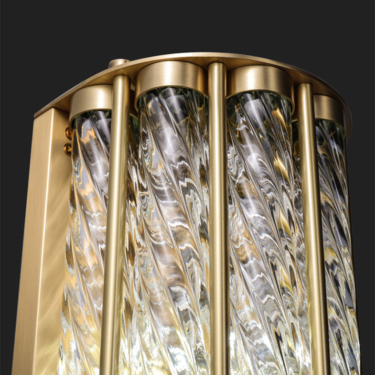 Luxury Cylinder Copper Glass 2/3 Light Wall Sconce Lamp