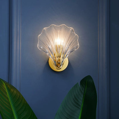 Modern Eclectic Shell Iron Glass 1-Light Wall Sconce Lamp