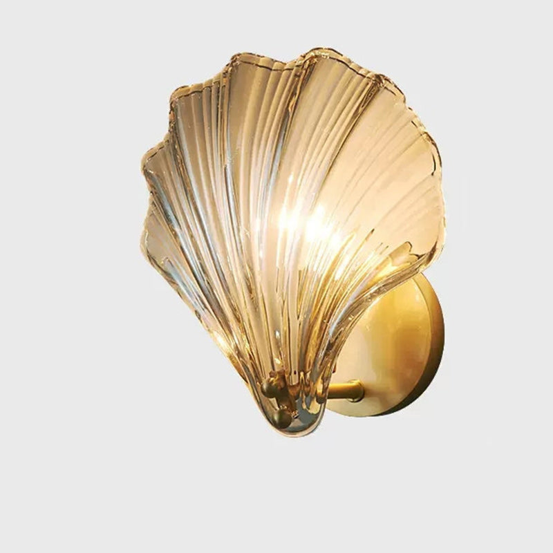 Modern Eclectic Shell Iron Glass 1-Light Wall Sconce Lamp