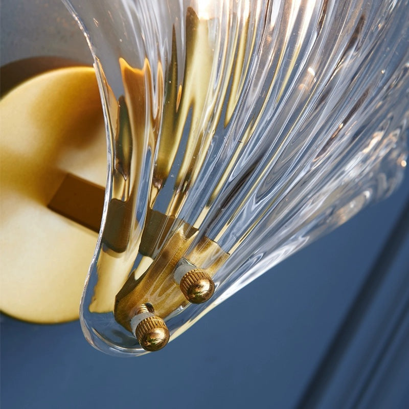 Modern Eclectic Shell Iron Glass 1-Light Wall Sconce Lamp