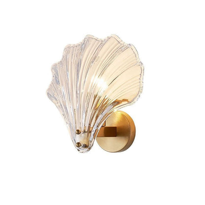 Modern Eclectic Shell Iron Glass 1-Light Wall Sconce Lamp