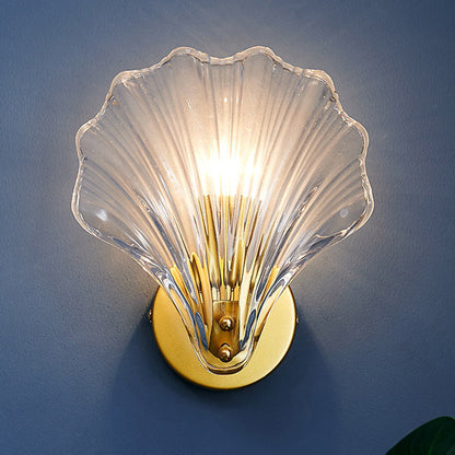 Modern Eclectic Shell Iron Glass 1-Light Wall Sconce Lamp