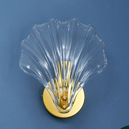 Modern Eclectic Shell Iron Glass 1-Light Wall Sconce Lamp