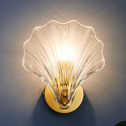 Modern Eclectic Shell Iron Glass 1-Light Wall Sconce Lamp