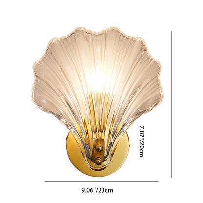 Modern Eclectic Shell Iron Glass 1-Light Wall Sconce Lamp