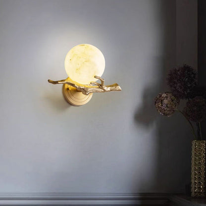 Modern Art Deco Globe Copper Marble LED Wall Sconce Lamp