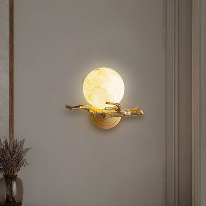 Modern Art Deco Globe Copper Marble LED Wall Sconce Lamp