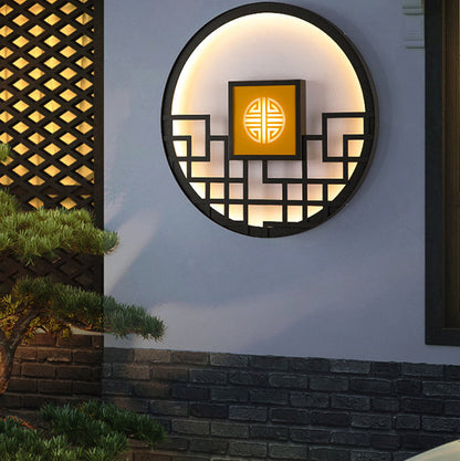 Chinese Round Stainless Steel PC LED Wall Sconce Lamp