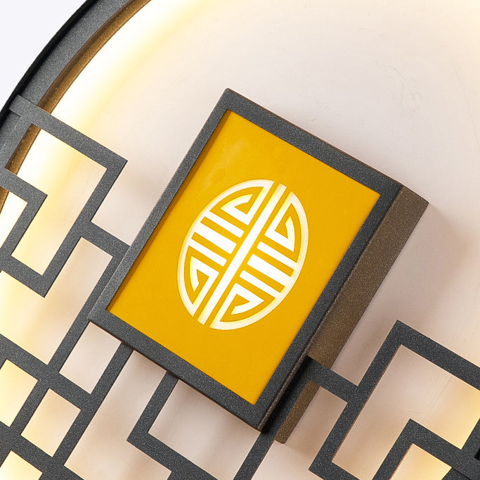 Chinese Round Stainless Steel PC LED Wall Sconce Lamp