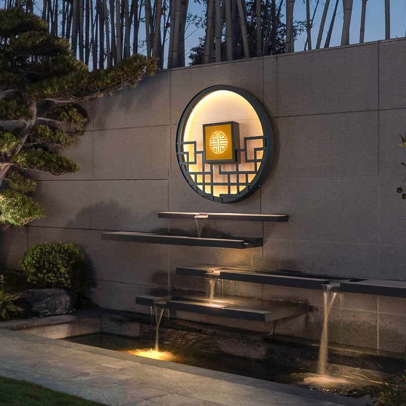Chinese Round Stainless Steel PC LED Wall Sconce Lamp