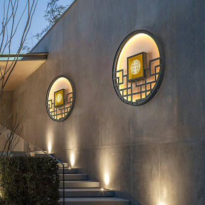 Chinese Round Stainless Steel PC LED Wall Sconce Lamp