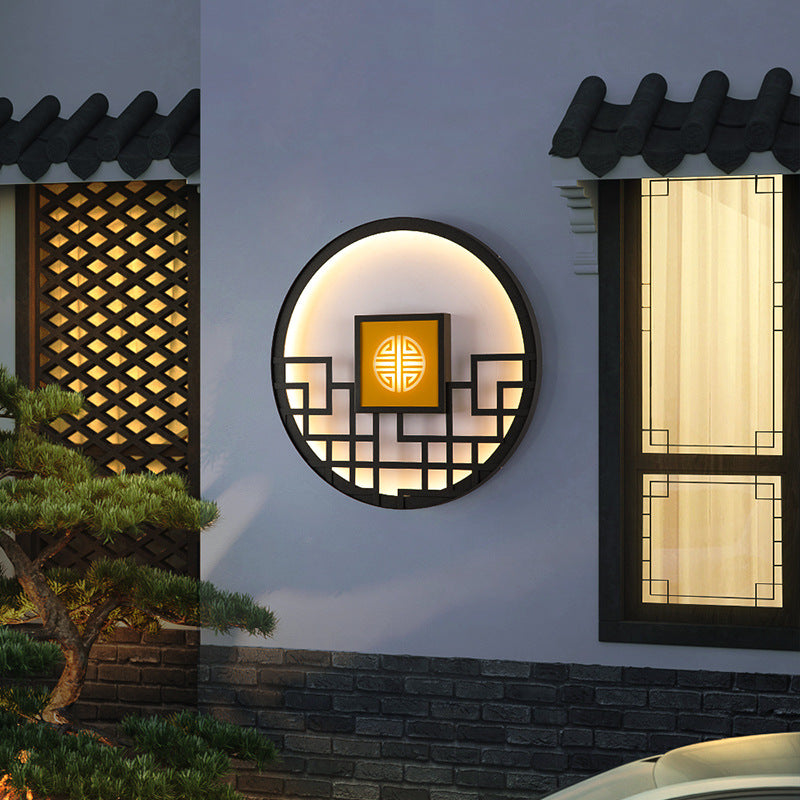 Chinese Round Stainless Steel PC LED Wall Sconce Lamp