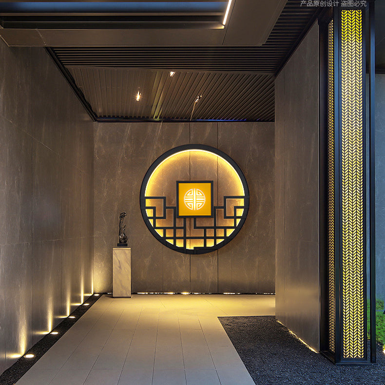 Chinese Round Stainless Steel PC LED Wall Sconce Lamp