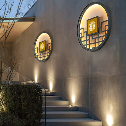 Chinese Round Stainless Steel PC LED Wall Sconce Lamp