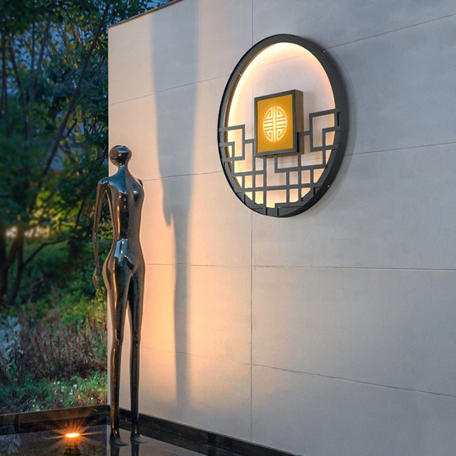 Chinese Round Stainless Steel PC LED Wall Sconce Lamp
