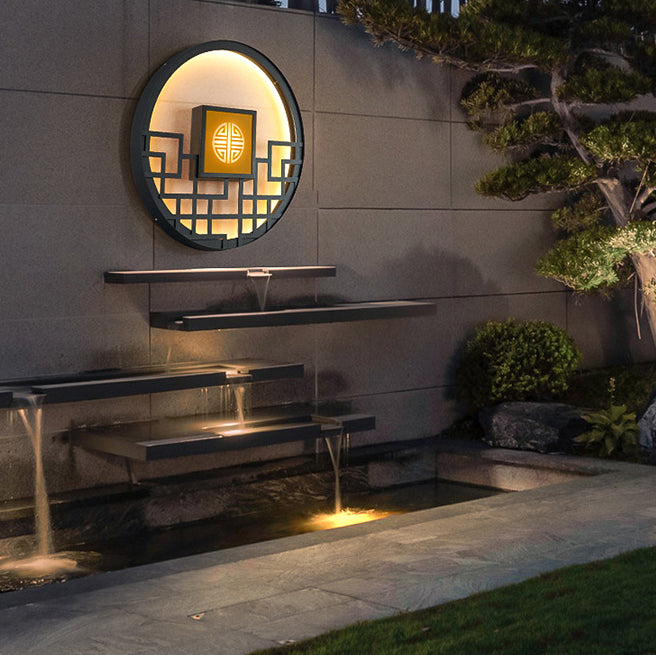 Chinese Round Stainless Steel PC LED Wall Sconce Lamp