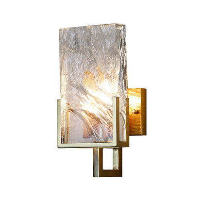 Rectangular Steel Crystal 1-Light Wall Sconce Lamp