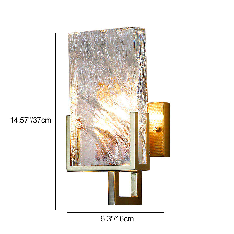 Rectangular Steel Crystal 1-Light Wall Sconce Lamp