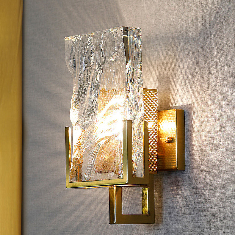Rectangular Steel Crystal 1-Light Wall Sconce Lamp