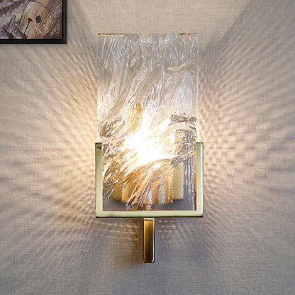 Rectangular Steel Crystal 1-Light Wall Sconce Lamp