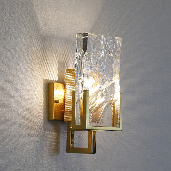 Rectangular Steel Crystal 1-Light Wall Sconce Lamp