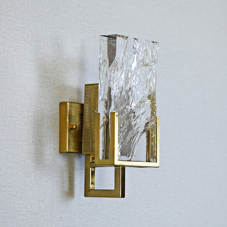Rectangular Steel Crystal 1-Light Wall Sconce Lamp