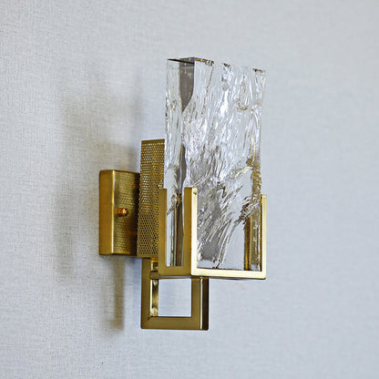 Rectangular Steel Crystal 1-Light Wall Sconce Lamp