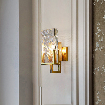 Rectangular Steel Crystal 1-Light Wall Sconce Lamp
