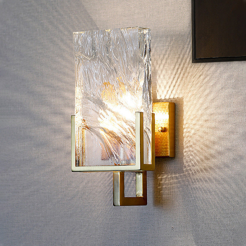 Rectangular Steel Crystal 1-Light Wall Sconce Lamp