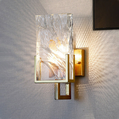 Rectangular Steel Crystal 1-Light Wall Sconce Lamp
