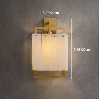 Mid-Century Cube Copper Marble 1-Light Wall Sconce Lamp