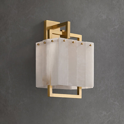Mid-Century Cube Copper Marble 1-Light Wall Sconce Lamp