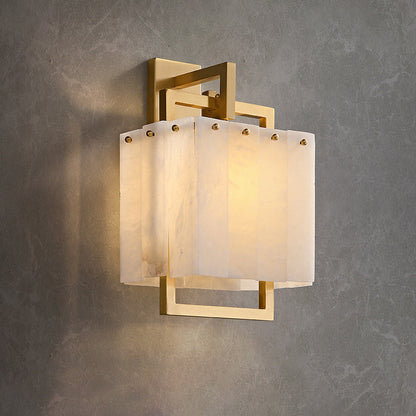 Mid-Century Cube Copper Marble 1-Light Wall Sconce Lamp