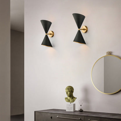 Modern Eclectic Cone Metal 2-Light Wall Sconce Lamp