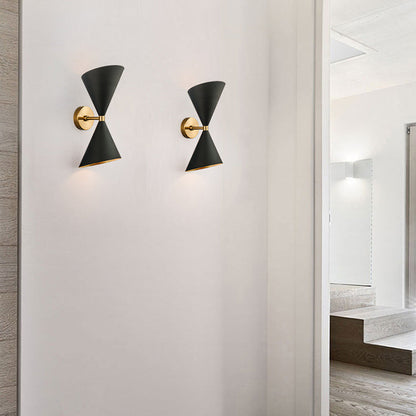 Modern Eclectic Cone Metal 2-Light Wall Sconce Lamp