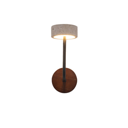 Mid-Century Travertine Solid Wood LED Wall Sconce Lamp