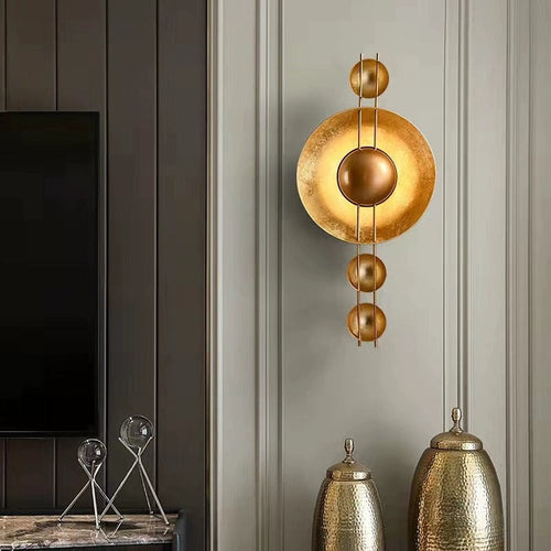Shabby Chic Round Iron Gold Foil LED Wall Sconce Lamp