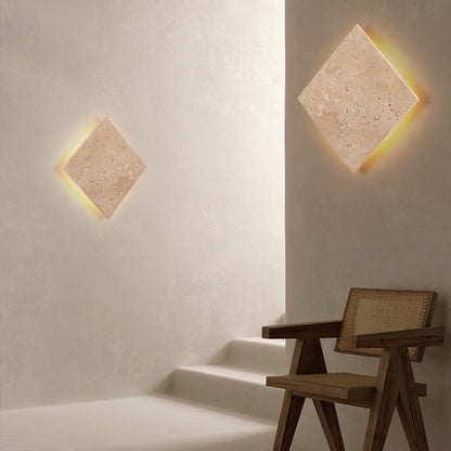 Japanese Square Yellow Travertine LED Wall Sconce Lamp