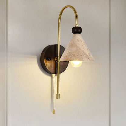 Mid-Century Solid Wood Iron 1-Light Wall Sconce Lamp